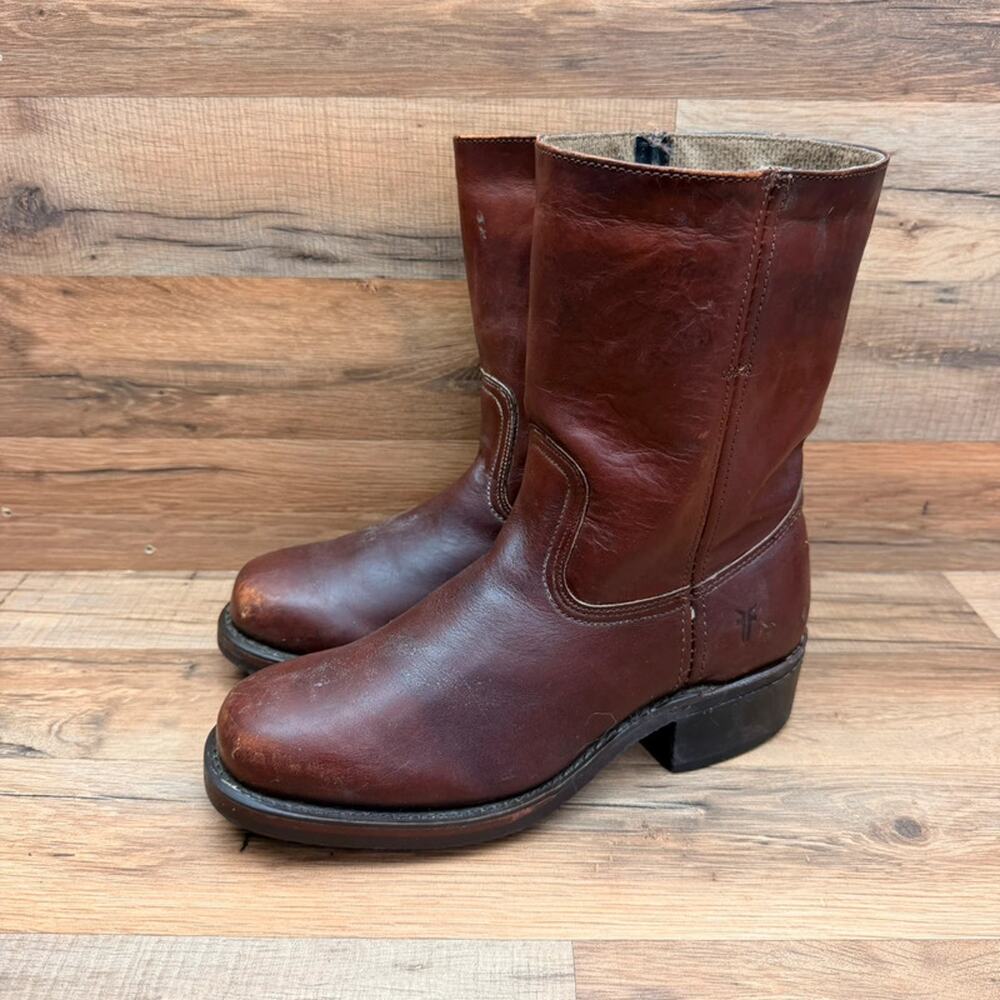 VTG Frye Campus Short Boots men 10M Red Oxblood Biker Square Toe